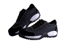Karam FS260 Black Suede Leather Safety Shoes for Men | Double Density Antistatic Antislip & Abrasion Resistance with Fiber Toe Cap | Size-07