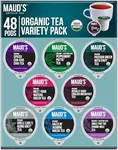 Maud's 8 Blend Organic Tea Variety Pack 48ct. Solar Energy Produced Variety Green Tea, Black Tea, Peppermint Tea, Chai Tea, Matcha Tea, Jasmine Tea, Chamomile Lavender, English Breakfast & Earl Grey