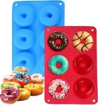 BANSHAN 2 Pack Donut Pan Silicone Baking Mold, Just Pop Out! Non-Stick Doughnuts Baking Pans BPA Free for 6 Full-Size Donuts, Muffins, Cake Biscuit Bagels - Easy Clean, Oven, Dishwasher Safe