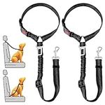 2 Packs Dog Car Seat Belt, Pet Dog Seatbelt Harness for Car, Adjustable Vehicle Car Dog Leash with Elastic Bungee Buffer for Pet Accessories