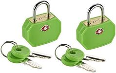 Lewis N. Clark Travel Sentry TSA Lock + Mini Padlock for Luggage Suitcase, Carry On, BackPack, Laptop Bag or Purse - Perfect for Airport, Hotel, And Gym (Includes 4 keys) - 2-Pack, Green