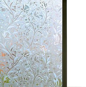 NIVIY Excellent Quality 3D Static Cling Window Film Self Adhesive Window Covering Decorative Flower Privacy Film for Window 17.7" x 78.7"