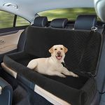 Sheripet Dog Car Seat Bed for Large and Extra Large Dogs, Pet Booster Back Seat 47'' X 20", Pet Travel Car Bed, Car Back Seat Protector with Pocket, Detachable and Washable Dog Car Seat Bed - Black