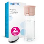 BRITA Water Filter Bottle Apricot (600ml) incl. 2x MicroDisc Filters - portable water filtration bottle for hydration on-the-go, filters chlorine, organic impurities, hormones and pesticides