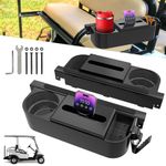 Yustuf Golf Cart Armrest with Cup Holder for Rear Seat, Phone Holder Cigar Holder for EZGO/Club Car/Yamaha & Most Golf Cart, No Drilling Required, Fit 1.0"/1-1/4" Square Tube Frame