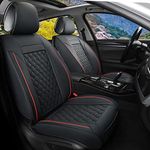 Vankerful Car Seat Covers Front Pair,Universal Fit for Most Cars,SUV,Sedans and Pick-up Trucks,Automotive Faux Leather Vehicle Cushion Covers(Front Pair,Black/Red)