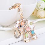 Yindella Deluxe Elephant Keychain Dazzling Diamond-Studded 11.5x5cm Alloy Luxurious and Fashionable Accessory for Style Connoisseurs (Colorful)