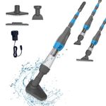 PoolyPoly 3 in 1 Pool Vacuum Cleaner, Electric Pool Hoover with Length Adjustable Handle, Rechargeable Vacuum for Spas, Hot Tubs, Small Pools, 90 Minutes Running Time, Grey