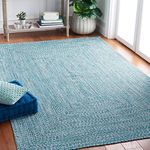 SAFAVIEH Braided Collection Area Rug - 5' x 8', Teal & Green, Handmade Farmhouse, Ideal for High Traffic Areas in Living Room, Bedroom (BRA201K)