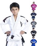 Vector Sports 100% Cotton Pearl Weave Kids Brazillian Jiu Jitsu BJJ Gi Attila Series Kimono Lightweight Preshrunk Fabric with Free White Belt (White, K2)