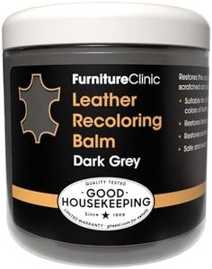 Furniture Clinic Leather Recoloring Balm - Renew, Restore & Repair Color to Faded and Scratched Leather | 21 Color Choices, Works on Couches, Car Seats, Clothing & Purses - 8.5 Fl. Oz (Dark Grey)