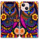 Bcov iPhone 14 Case,Colorful Owl Mandala Flower Leather Flip Phone Case Wallet Cover with Card Slot Holder Kickstand for iPhone 14