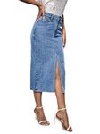 BLACKX Denim Skirt for Women| Short Denim Skirt for Women| Denim Slit Skirt for Women - 1008 (in, Alpha, XL, Blue)