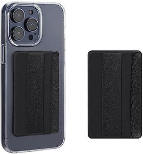 kwmobile Tarjetero Adhesivo para Movil con Agarre elástico - 2X Porta Tarjetas con Correa Trasera elástica de sujeción - Negro