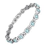 Feraco Magnetic Bracelet for Women Arthritis Pain Relief Titanium Steel Magnetic Therapy Bracelets with Gorgeous Sparkling Cubic Zirconia Costume Jewelry