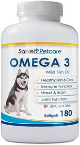 (180) - Omega 3 Fish Oil for Dogs - Natural Pet Supplement for Shiny Coat - Wild Caught More Epa & DHA Than Salmon Oil - No Fishy Smell Or Mess - Ideal for Medium Large Dogs