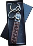 Yaa Catchy PREMIUM LEATHER & Key Cover with Hook KeyChain Compatible with MAHINDRA Unique Stylish look For Men Women BIKE & CAR Keyring for NEW LOGO MAHINDRA THAR/XUV700/BOLERO/SCORPIO (Brown)