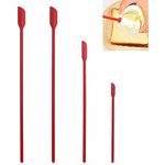 Evona Mini Silicone Spatula-Makeup Spatula-4 Pack Small Silicone Spatula-Thin Spatula Set for Skinny Openings-Tiny Scraper for Jar,Kitchen Bottles,Cosmetic Beauty Products (Red)