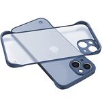 EGOTUDE Frameless Hard Back Cover Case for iPhone 13 (Camera Protection, Blue, Polycarbonate)