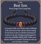 EPVID Son Gifts, Son Bracelet from Mum Dad, Tiger Eye Bracelets Gift for Son, Ideal Presents for Son on Birthday Christmas Graduation