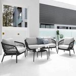 BRISHI Outdoor 4 Seater Sofa Set | Balcony Sofa | Patio Furniture Sets | Conversation Sets | Braid & Rope Garden Sofa Set. (Black/White)