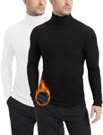 Dalavch 2 Pack Men's Thermal Turtleneck Double-Sided Fleece Lined Turtle Neck Long Sleeve Shirts Base Layer Sweater Tops, 2 Pack: Black & White, Large