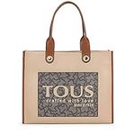TOUS Beige and Brown Leather-Effect