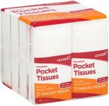 LEADER Soft 2-Ply Facial Tissues Pocket Packs, Pure Cotton, On-The-Go Travel Size, Resealable, 48 Packs of 15 (720 Tissues)