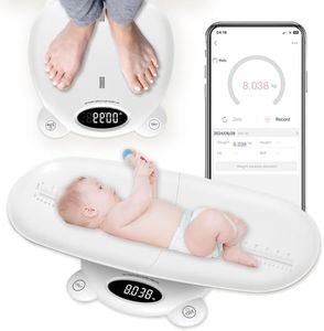 OLUNASY Smart Baby Scale with App, Baby Weight & Height Scale, Scale Up to 265 lbs, Accurate Digital Scale for Toddler, Pet, Adult, Auto Lock and Hold Function, LED Screen