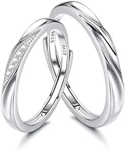KALVICA Couple Bague 925 Argent Sterling Bagues fiançailles Couple Anneau Ensembles Anneau Mariage Réglable pour Amoureux Mariage Anniversaire Cadeau