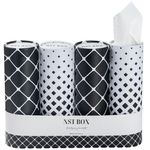 Car Tissue Holder with Facial Tissues Bulk, Portable Round Boxes – Car – Travel – Office, Cylinder Holder Tissue Box (Black/White)