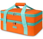 Vuudh Double Insulated Casserole Carrier Bag - Hot & Cold Food Carry Bag Potluck Parties, Lasagna Holder Tote for Picnics, Beaches, Traveling or Gifts, Fits 9”x13” Baking Dish (Orange