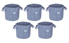 UTKARSH 400 GSM Geotextile Fabric Plant Grow Bags for Terrace Garden|Create Green Space with Grow Bags for Vegetables, Flowers & Herbs/Indoor & Outdoor Gardening| Light Grey- 8X8 Inch (Pack of 5)