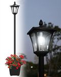 Solar Lights Outdoor Waterproof, 67" Bright Outdoor Post Light Metal Glass Lamp Post with Planter Outdoor Decor for Garden Yard Street, 6000k White