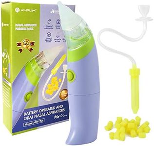 Amplim Battery Operated Baby Nasal Aspirator with Manual Aspirator and 30 Hygiene Filters, FSA HSA, AMP1906, Blue