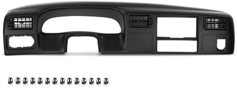 G-PLUS Dash Bezel Radio Cluster Trim Panel, Compatible with Ford F250 F350 Super Duty 1999-2004, Black Dashboard