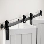 ZEKOO 6.6FT Bifold Barn Door Hardware Track Kit Barn Door Bifold Closet Door for Four 17” Doors, Top Mount and Side Mount, Smoothly Quietly, Easy Install, I Shape Hanger(Doors not Included)