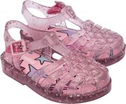 mini melissa Possesion Shiny Elements Jelly Sandal for Kids- The Iconic 90s Original Jelly Shoe, Fisherman’s Sandal with Adjustable Strap and Side Buckle for Girls, Glitter Pink, 4