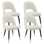 Wahson Velvet Dining Chairs Set of 4 Side Chairs Kitchen Corner Chairs with Metal Legs, Modern Leisure Chairs for Dining Room, Beige