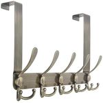 WEBI Over The Door Hook Door Hanger Hook Rack with 5 Tri Hooks for Hanging Coats, Door Towel Rack Towel Hanger Door Coat Hanger Over Door Coat Rack for Bathroom,Behind Back of Door,Bronze