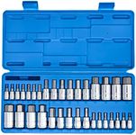 NEIKO 10388A Master Allen Hex Bit Socket Set, 33 Piece SAE and Metric Allen Socket Set, Allen Head Hex Key Socket Set Made with S2 Steel, Allen Hex Bit Set, Standard 5/64” – 3/4” & Metric 2mm – 19mm