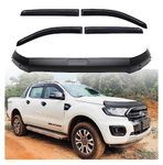 JHCHAN Wind Deflectors Bonnet Guard Set for Ford Ranger 2015-2022 Wildtrak Raptor T7 T8 XL XLT Limited Stormtrak Wolftrak Rain Guard Bonnet Protector Matte Black ABS