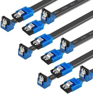 BENFEI SATA Cable III, 6 Pack SATA Cable III 6Gbps 90 Degree Right Angle with Locking Latch 18 Inch for SATA HDD, SSD, CD Driver, CD Writer - Blue