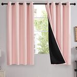 Deconovo Room Curtains, 100% Blackout Doubled Layer Curtains, Total Room Darkening, Window Drapes for Bedroom/Living Room/Little Baby/Girl/Nursery (Set of 2, Crystal Pink,52W by 63L)