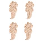 MUXSAM 4Pcs Wood Carved Applique Onlay for Decoration Furniture Decals Corner Leaf Pattern Decorative Frame Decor for Desk Doors Cabinet 13x5.5cm