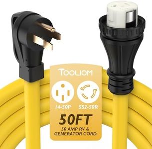 TOOLIOM 50FT 50A 125/250V RV Power Extension Cord NEMA 14-50P & SS2-50R Generator Extension Cord STW 6/3 + 8/1 Power Cord for 50A Power Inlet Box ETL Listed