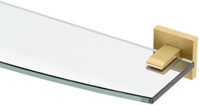 Gatco 4066 Elevate Bathroom 8mm Tempered Glass Shelf, 20.13" W X 5.50" D, Brushed Brass |Wall Mounted Curved Glass Shelf for Bathroom