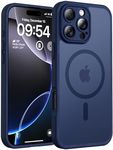 TOCOL Magnetic for 16 pro max Phone case, Upgraded Full Camera Protection, Compatible with Magsafe, 16FT Drop Protection, Translucent Matte Back Bumper Cover for 6.9-Inch（Dark Blue）