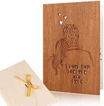 Creawoo Handmade Wood Love Greeting Card, I Love You Forever & Ever Wooden Anniversary Birthday Cards for Her Him Wife Husband, Idea Happy Anniversary, Wedding, Dating, Valentine's Day Card