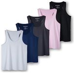 5 Pack: Womens Plus Size Quick Dry Fit Ladies Tops Blouse Tee Athletic Yoga Workout Running Gym Active Tees Exercise Women Racerback Sleeveless Flowy Fitness Loose Fit Tank Top Just My- Set 9, 1X